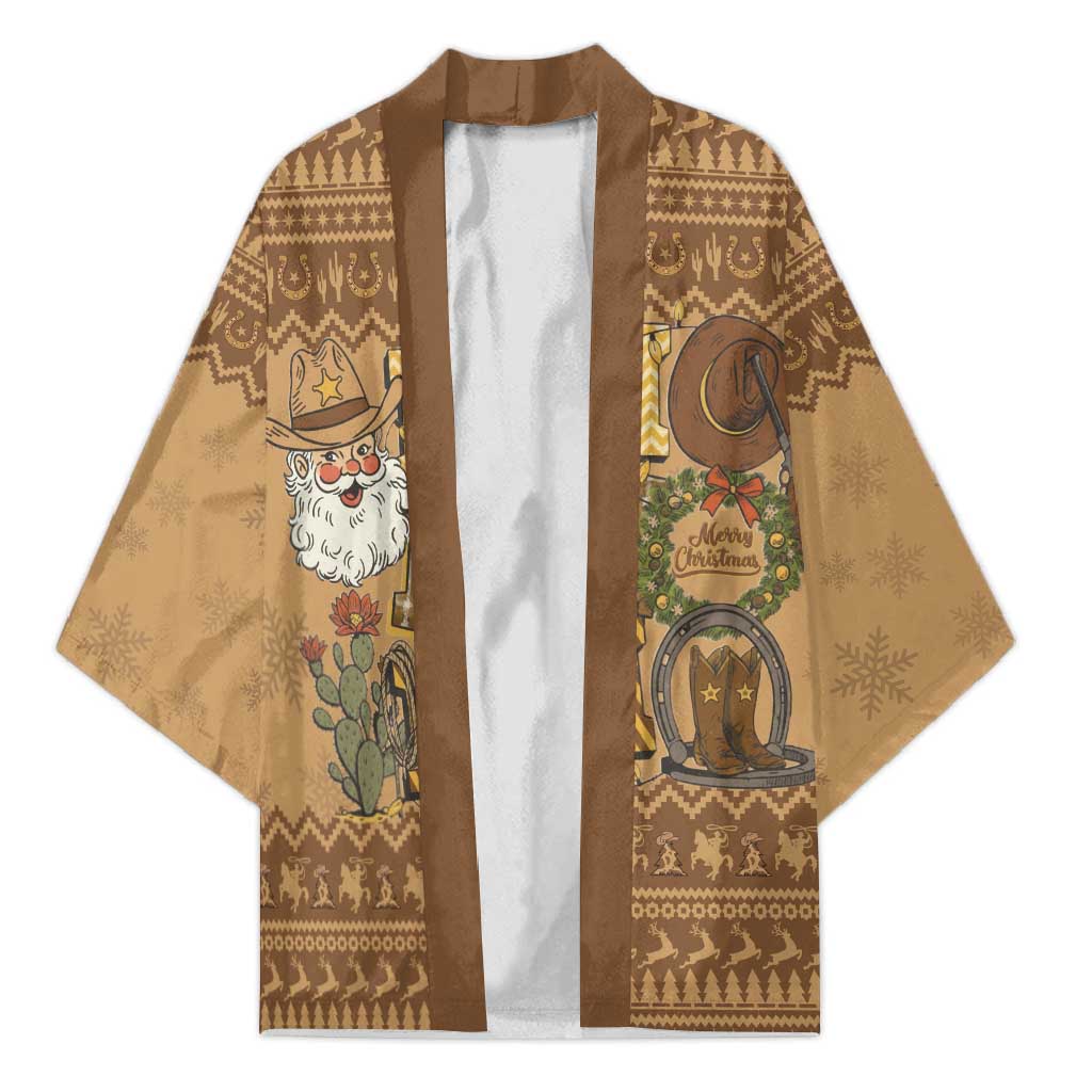 Western Cowboy Christmas Kimono Cowboy Santa Ho Ho Ho Retro - Wonder Print Shop