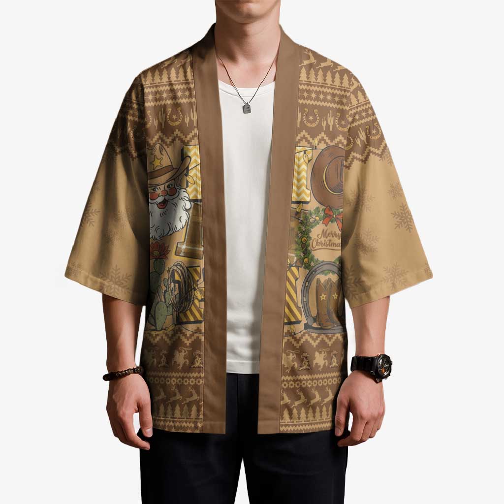 Western Cowboy Christmas Kimono Cowboy Santa Ho Ho Ho Retro - Wonder Print Shop