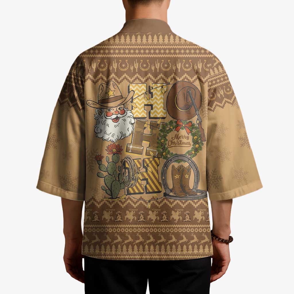 Western Cowboy Christmas Kimono Cowboy Santa Ho Ho Ho Retro - Wonder Print Shop