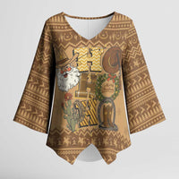 Western Cowboy Christmas Kimono Sleeve Blouse Cowboy Santa Ho Ho Ho Retro - Wonder Print Shop