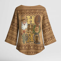 Western Cowboy Christmas Kimono Sleeve Blouse Cowboy Santa Ho Ho Ho Retro - Wonder Print Shop