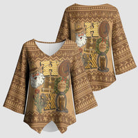 Western Cowboy Christmas Kimono Sleeve Blouse Cowboy Santa Ho Ho Ho Retro - Wonder Print Shop