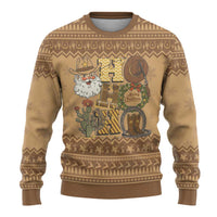 Western Cowboy Christmas Ugly Christmas Sweater Cowboy Santa Ho Ho Ho Retro - Wonder Print Shop