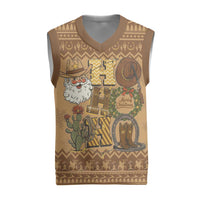 Western Cowboy Christmas Knitted V-Neck Vest Cowboy Santa Ho Ho Ho Retro - Wonder Print Shop
