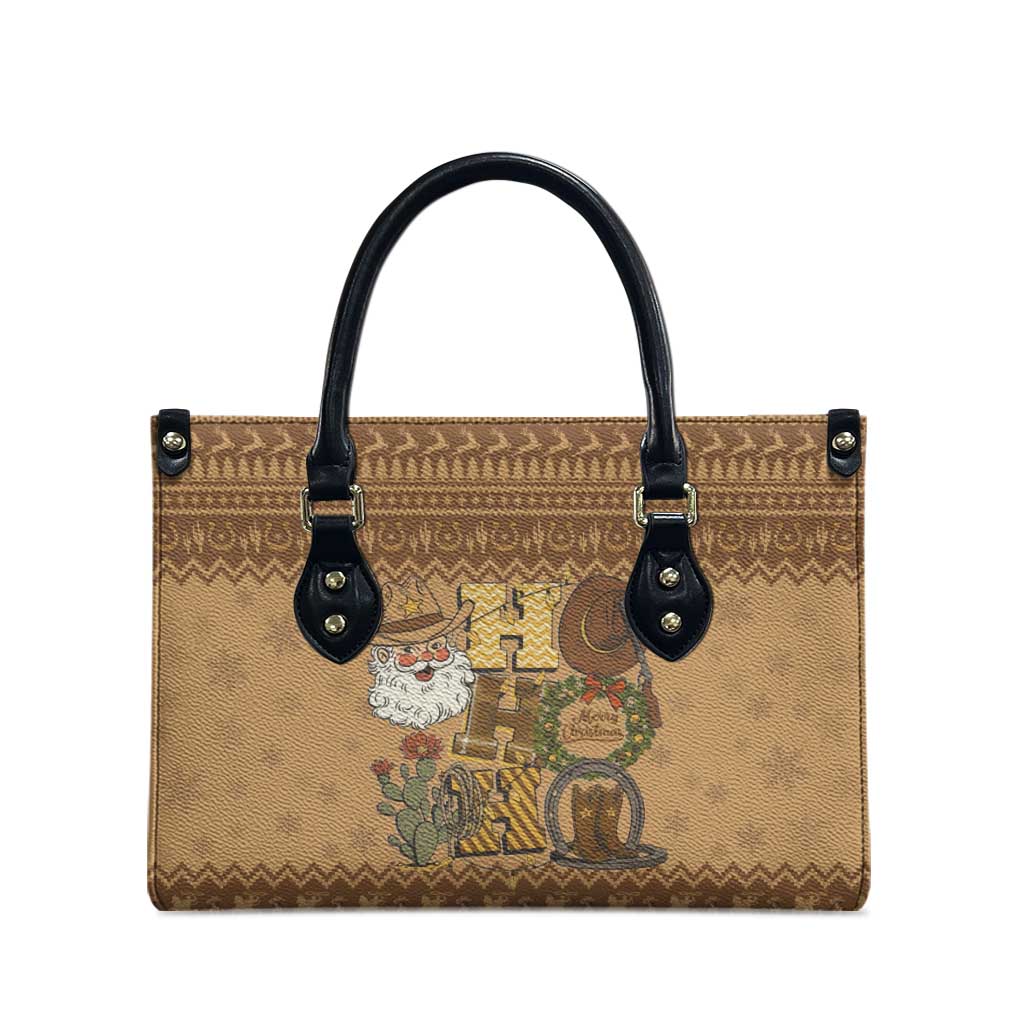 Western Cowboy Christmas Leather Bag Cowboy Santa Ho Ho Ho Retro - Wonder Print Shop