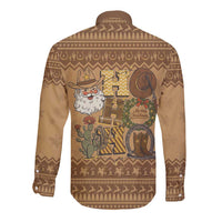 Western Cowboy Christmas Long Sleeve Button Shirt Cowboy Santa Ho Ho Ho Retro - Wonder Print Shop