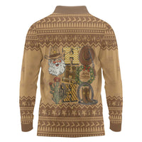 Western Cowboy Christmas Long Sleeve Polo Shirt Cowboy Santa Ho Ho Ho Retro - Wonder Print Shop