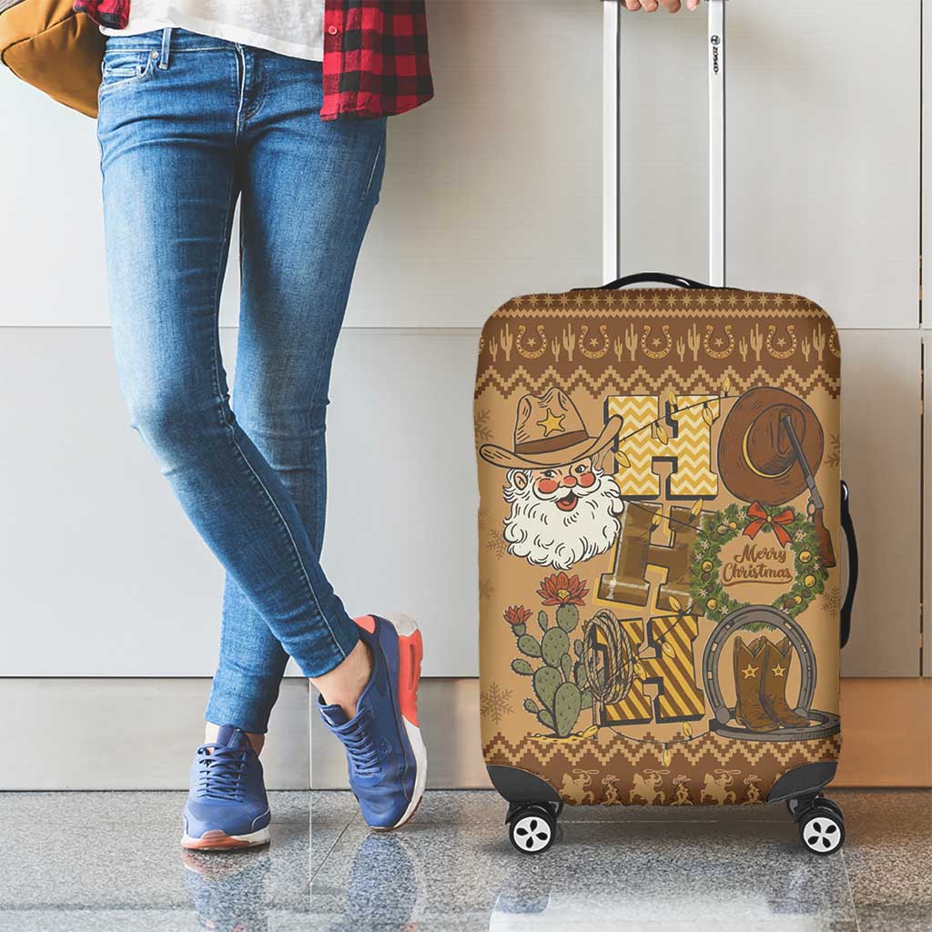 Western Cowboy Christmas Luggage Cover Cowboy Santa Ho Ho Ho Retro - Wonder Print Shop