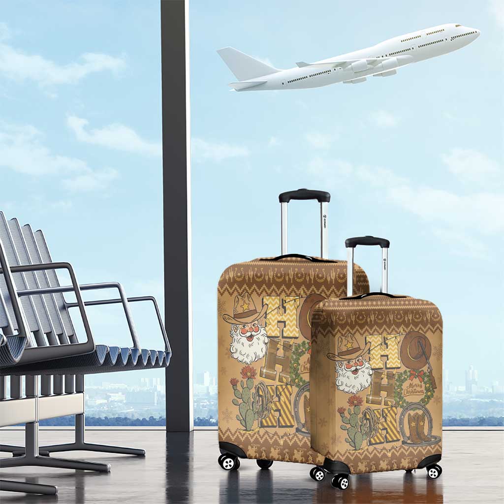 Western Cowboy Christmas Luggage Cover Cowboy Santa Ho Ho Ho Retro - Wonder Print Shop