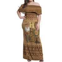 Western Cowboy Christmas Off Shoulder Maxi Dress Cowboy Santa Ho Ho Ho Retro - Wonder Print Shop