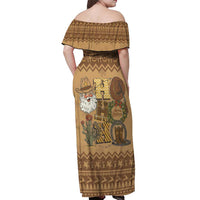 Western Cowboy Christmas Off Shoulder Maxi Dress Cowboy Santa Ho Ho Ho Retro - Wonder Print Shop
