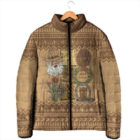 Western Cowboy Christmas Padded Jacket Cowboy Santa Ho Ho Ho Retro - Wonder Print Shop