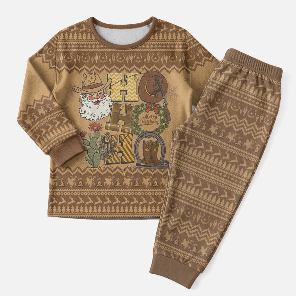 Western Cowboy Christmas Pajama Set Cowboy Santa Ho Ho Ho Retro - Wonder Print Shop