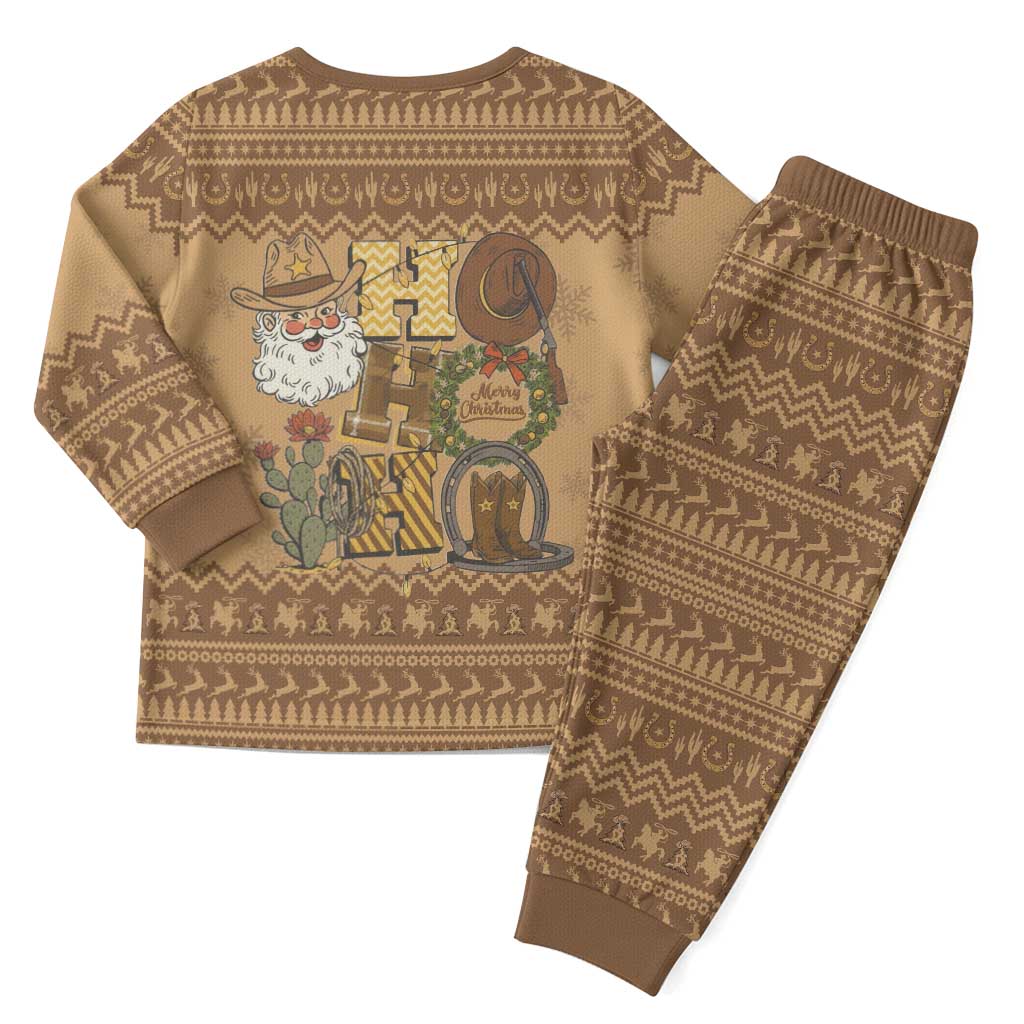 Western Cowboy Christmas Pajama Set Cowboy Santa Ho Ho Ho Retro - Wonder Print Shop
