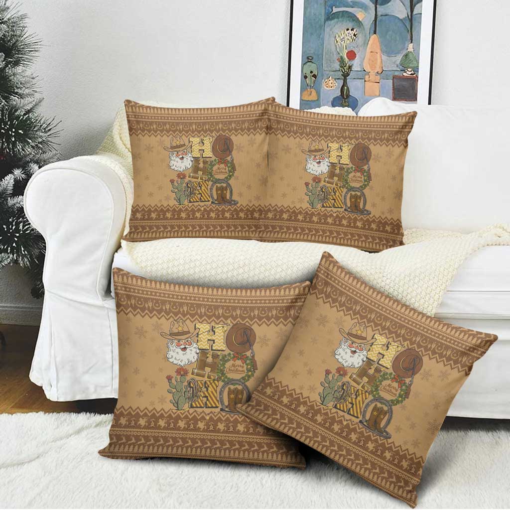 Western Cowboy Christmas Pillow Cover Cowboy Santa Ho Ho Ho Retro - Wonder Print Shop