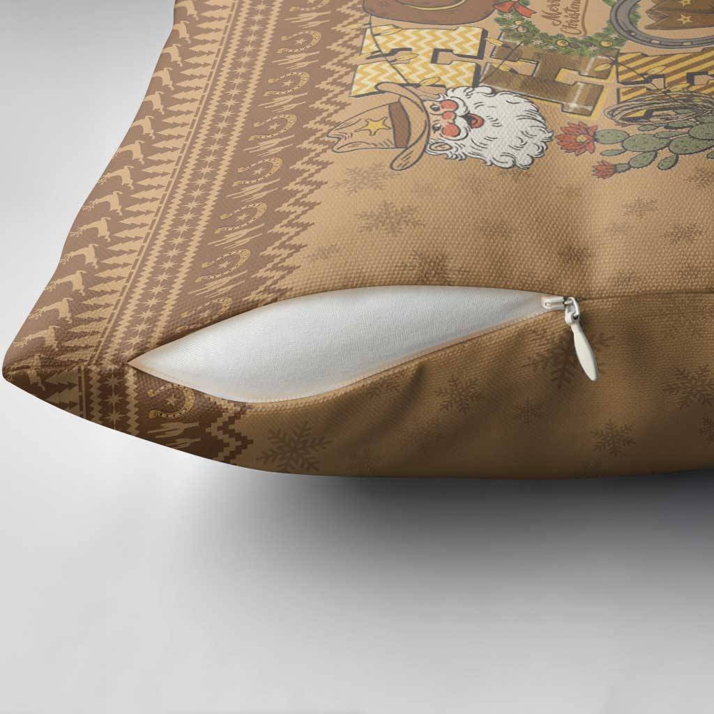 Western Cowboy Christmas Pillow Cover Cowboy Santa Ho Ho Ho Retro - Wonder Print Shop