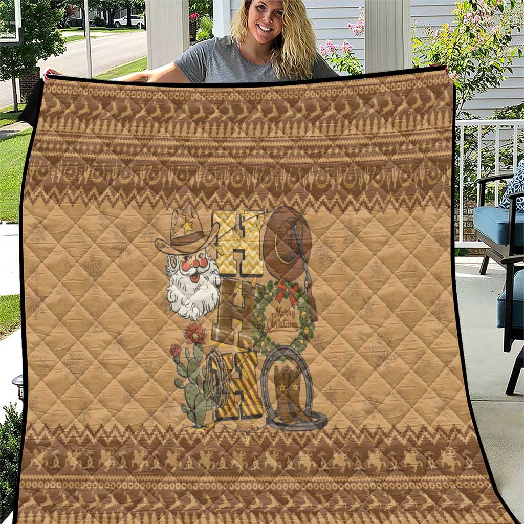 Western Cowboy Christmas Quilt Cowboy Santa Ho Ho Ho Retro - Wonder Print Shop