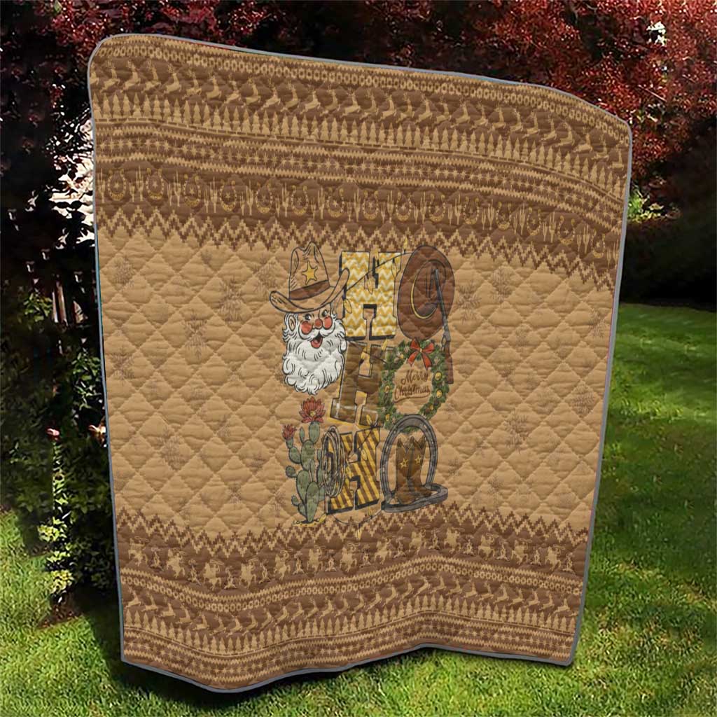 Western Cowboy Christmas Quilt Cowboy Santa Ho Ho Ho Retro - Wonder Print Shop