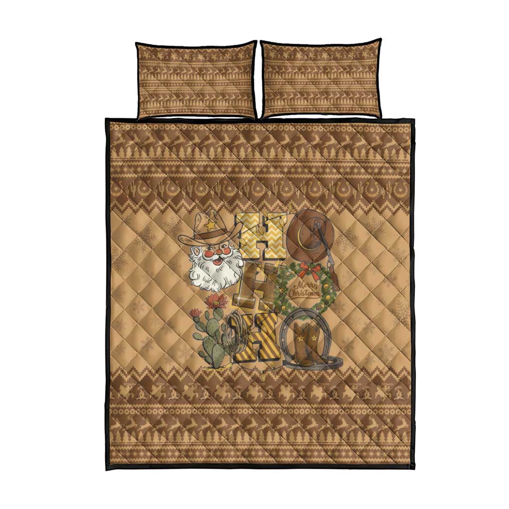 Western Cowboy Christmas Quilt Bed Set Cowboy Santa Ho Ho Ho Retro - Wonder Print Shop