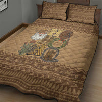 Western Cowboy Christmas Quilt Bed Set Cowboy Santa Ho Ho Ho Retro - Wonder Print Shop