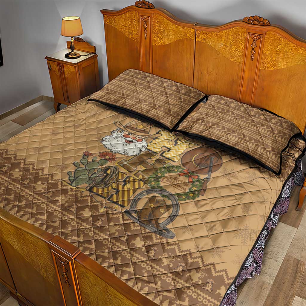 Western Cowboy Christmas Quilt Bed Set Cowboy Santa Ho Ho Ho Retro - Wonder Print Shop