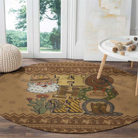 Western Cowboy Christmas Round Carpet Cowboy Santa Ho Ho Ho Retro - Wonder Print Shop