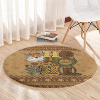 Western Cowboy Christmas Round Carpet Cowboy Santa Ho Ho Ho Retro - Wonder Print Shop