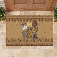 Western Cowboy Christmas Rubber Doormat Cowboy Santa Ho Ho Ho Retro - Wonder Print Shop