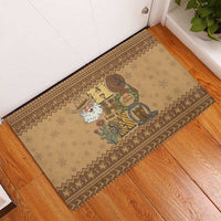 Western Cowboy Christmas Rubber Doormat Cowboy Santa Ho Ho Ho Retro - Wonder Print Shop