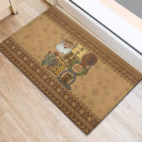 Western Cowboy Christmas Rubber Doormat Cowboy Santa Ho Ho Ho Retro - Wonder Print Shop