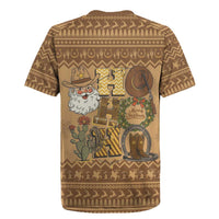 Western Cowboy Christmas Rugby Jersey Cowboy Santa Ho Ho Ho Retro - Wonder Print Shop