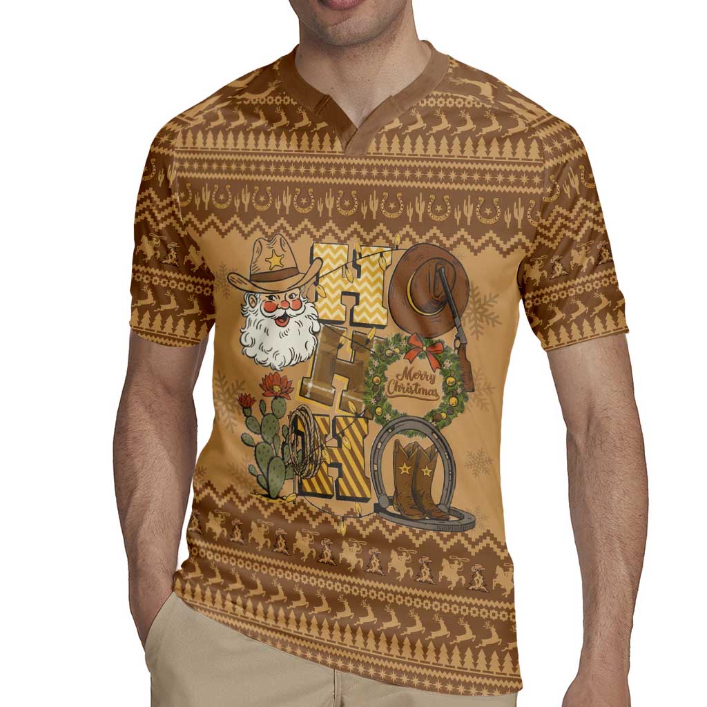 Western Cowboy Christmas Rugby Jersey Cowboy Santa Ho Ho Ho Retro - Wonder Print Shop