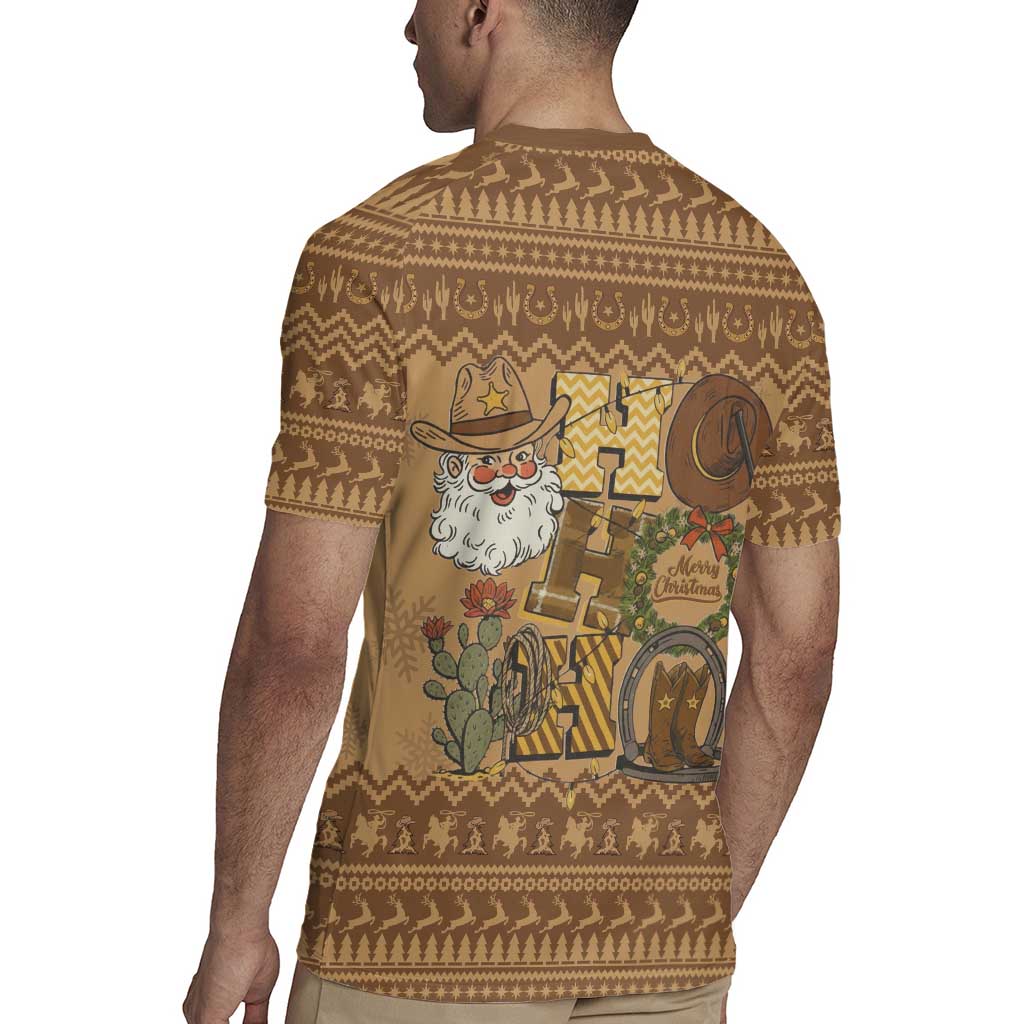Western Cowboy Christmas Rugby Jersey Cowboy Santa Ho Ho Ho Retro - Wonder Print Shop