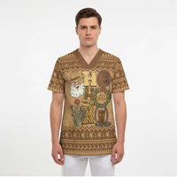 Western Cowboy Christmas Scrub Top Cowboy Santa Ho Ho Ho Retro - Wonder Print Shop