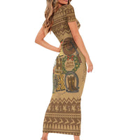 Western Cowboy Christmas Short Sleeve Bodycon Dress Cowboy Santa Ho Ho Ho Retro - Wonder Print Shop