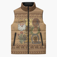 Western Cowboy Christmas Sleeveless Puffer Jacket Cowboy Santa Ho Ho Ho Retro - Wonder Print Shop