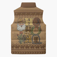 Western Cowboy Christmas Sleeveless Puffer Jacket Cowboy Santa Ho Ho Ho Retro - Wonder Print Shop