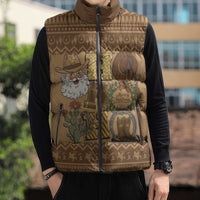 Western Cowboy Christmas Sleeveless Puffer Jacket Cowboy Santa Ho Ho Ho Retro - Wonder Print Shop