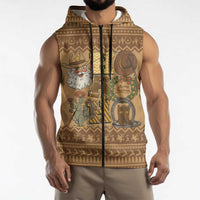 Western Cowboy Christmas Sleeveless Zip Hoodie Cowboy Santa Ho Ho Ho Retro - Wonder Print Shop
