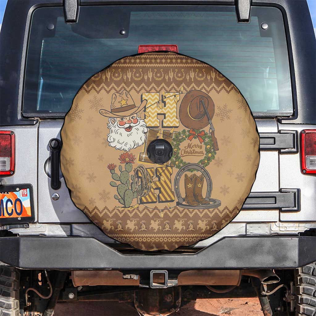 Western Cowboy Christmas Spare Tire Cover Cowboy Santa Ho Ho Ho Retro - Wonder Print Shop
