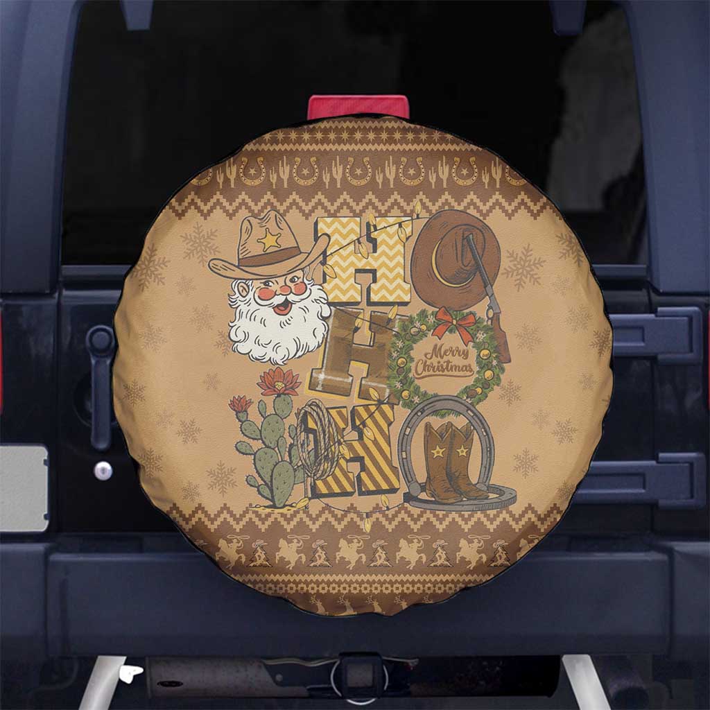 Western Cowboy Christmas Spare Tire Cover Cowboy Santa Ho Ho Ho Retro - Wonder Print Shop