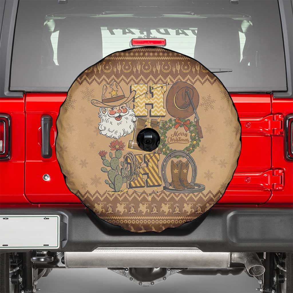 Western Cowboy Christmas Spare Tire Cover Cowboy Santa Ho Ho Ho Retro - Wonder Print Shop