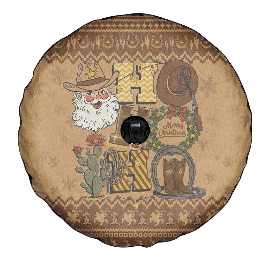 Western Cowboy Christmas Spare Tire Cover Cowboy Santa Ho Ho Ho Retro - Wonder Print Shop