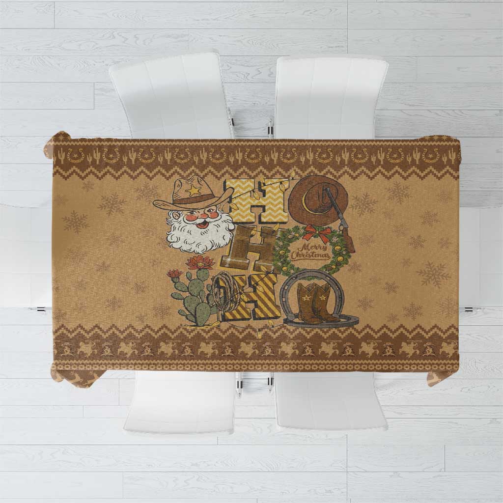 Western Cowboy Christmas Tablecloth Cowboy Santa Ho Ho Ho Retro - Wonder Print Shop