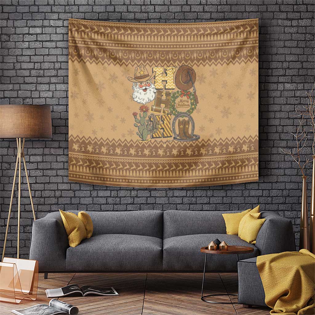 Western Cowboy Christmas Tapestry Cowboy Santa Ho Ho Ho Retro - Wonder Print Shop