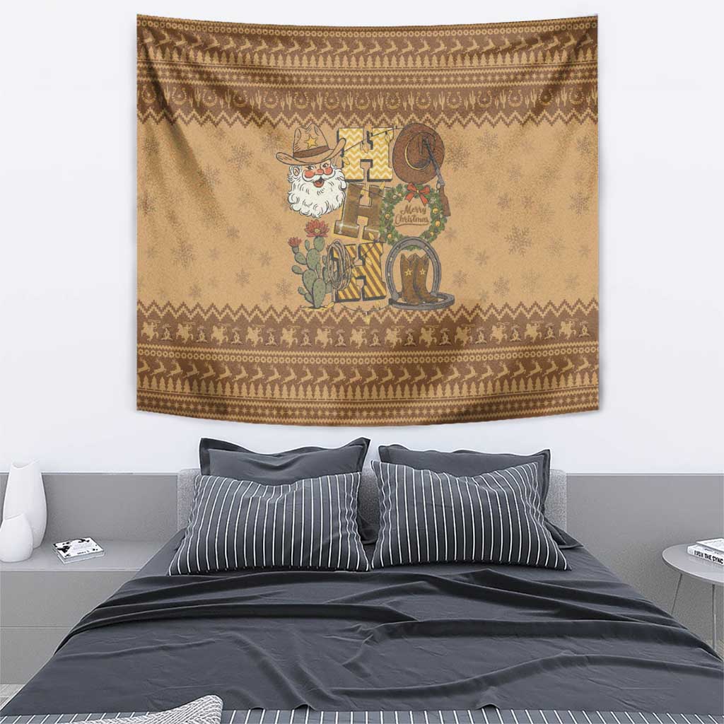 Western Cowboy Christmas Tapestry Cowboy Santa Ho Ho Ho Retro - Wonder Print Shop