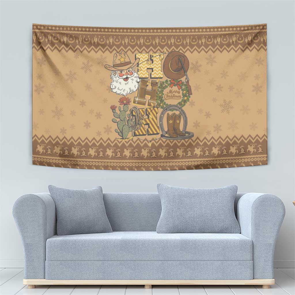 Western Cowboy Christmas Tapestry Cowboy Santa Ho Ho Ho Retro - Wonder Print Shop