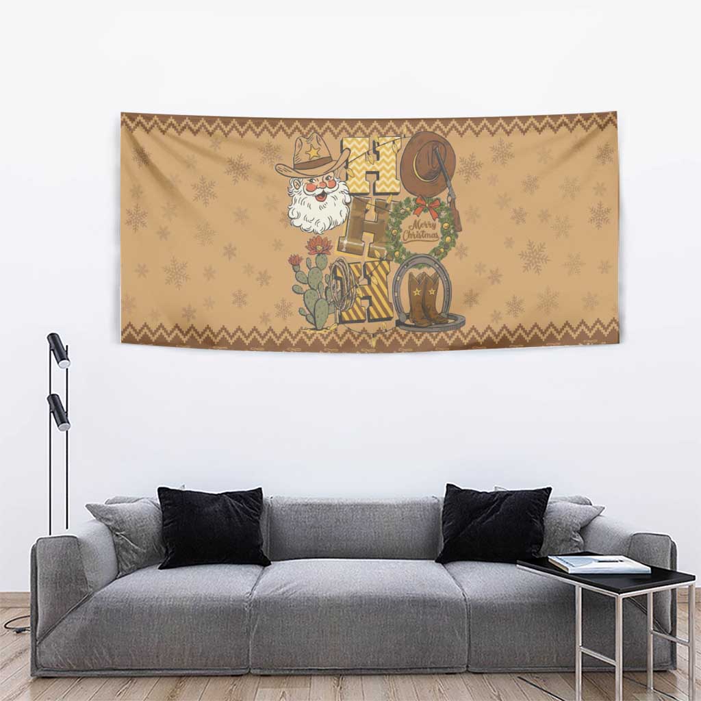 Western Cowboy Christmas Tapestry Cowboy Santa Ho Ho Ho Retro - Wonder Print Shop