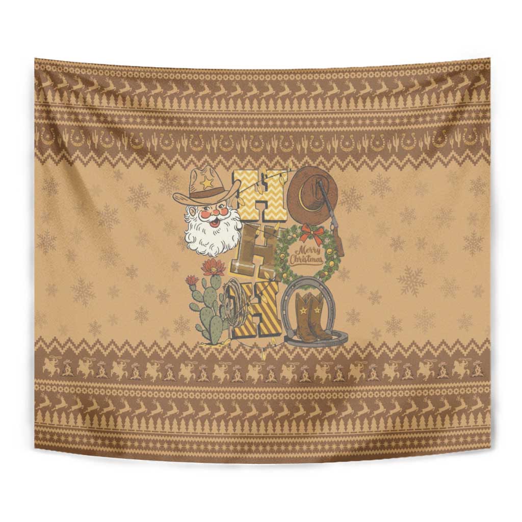 Western Cowboy Christmas Tapestry Cowboy Santa Ho Ho Ho Retro - Wonder Print Shop