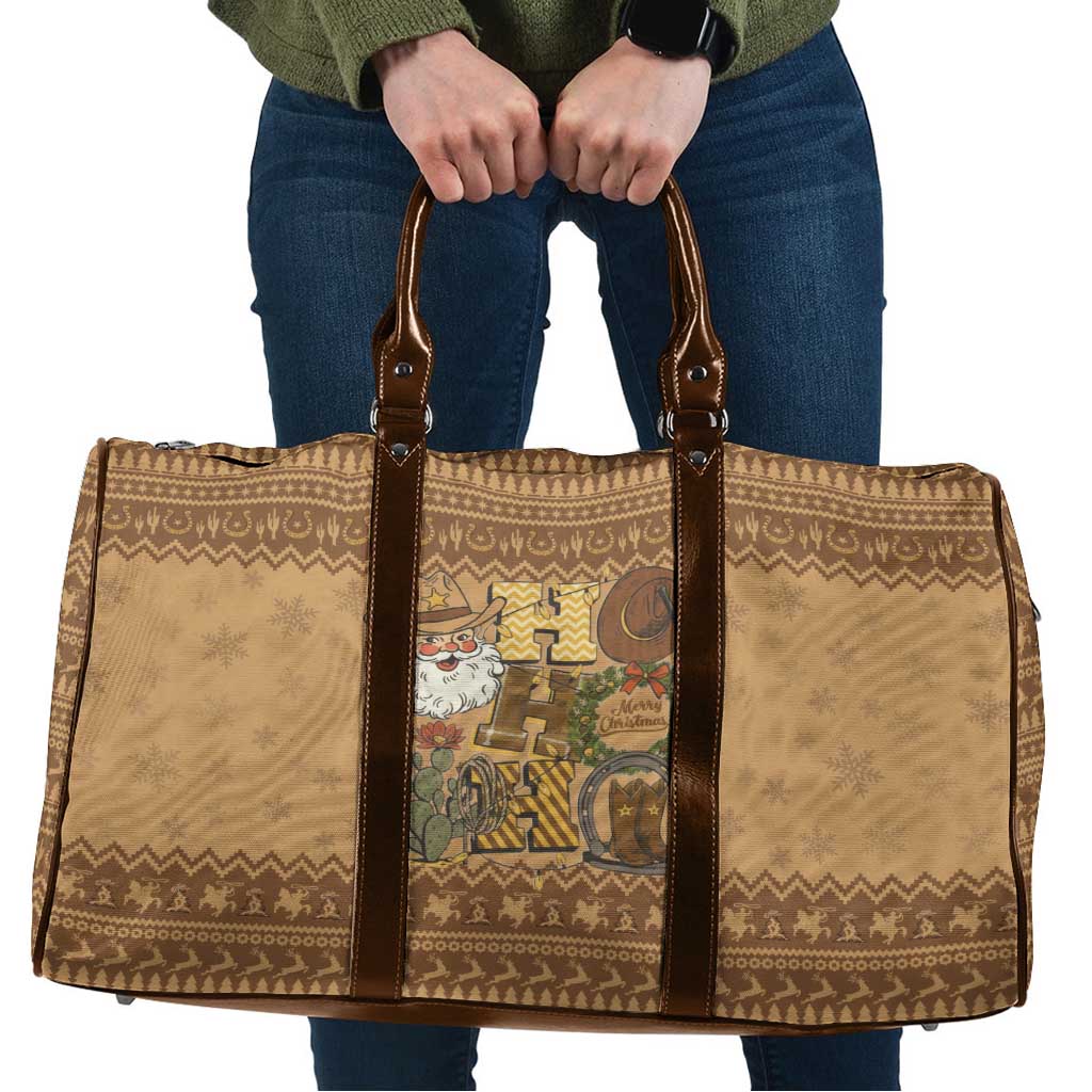 Western Cowboy Christmas Travel Bag Cowboy Santa Ho Ho Ho Retro - Wonder Print Shop